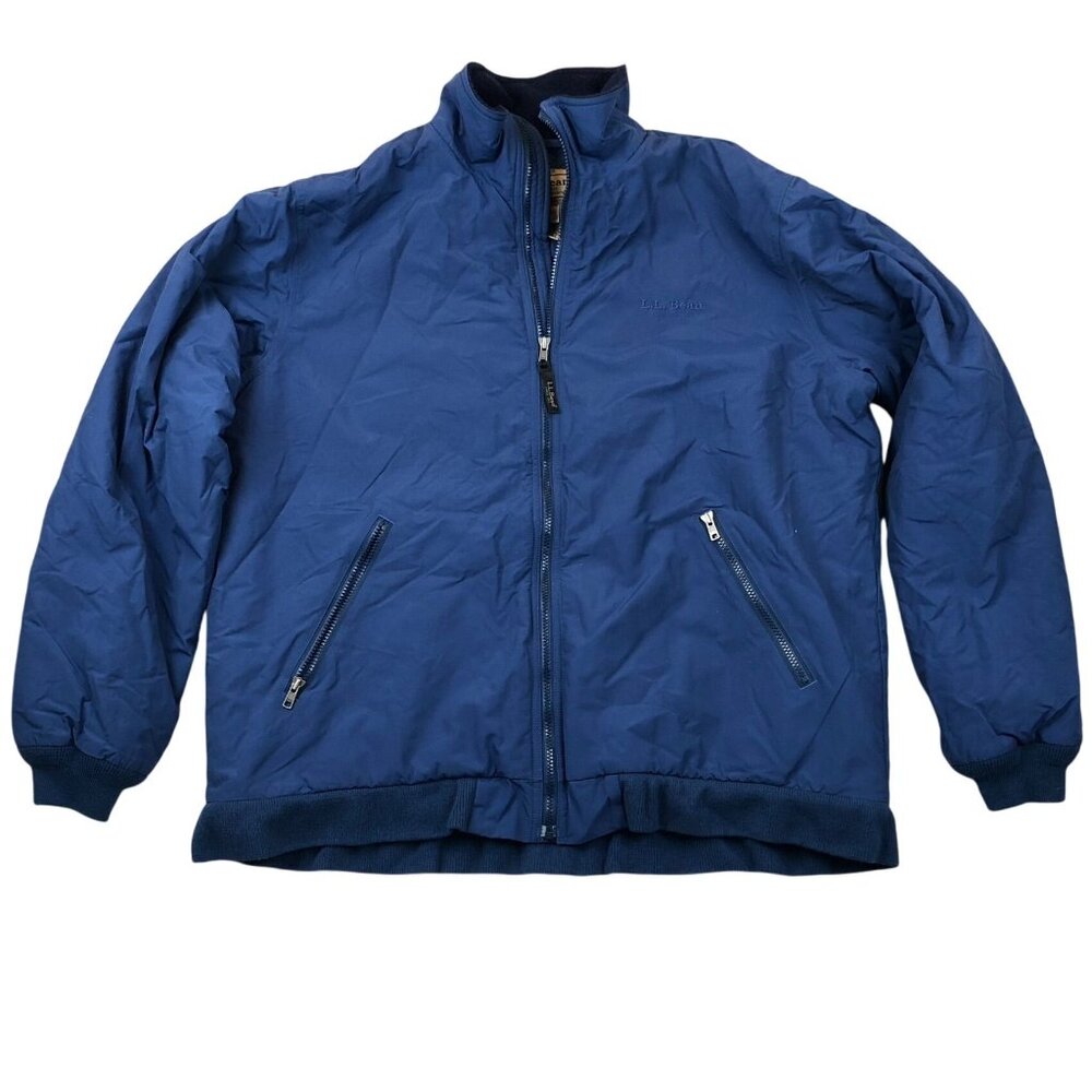 L.L. Bean Men's Jacket XLT Blue Full Zip Polartec Outdoors Fleece Lined Winter